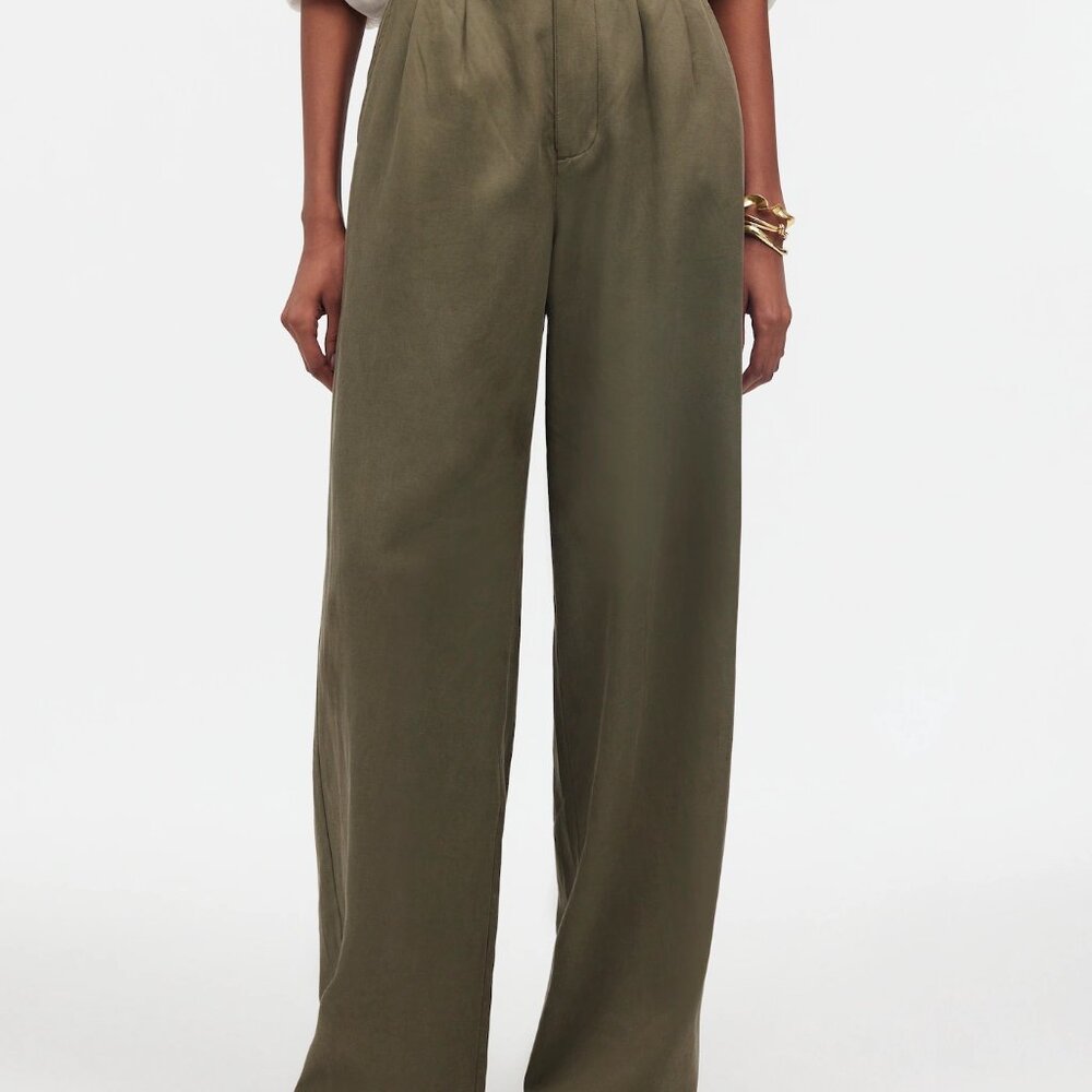 Madewell Harlow Olive Green Wide-Leg Pants